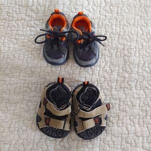 Bundle Of Shoes, Infant Boy's Size 2, Grey/Orange and Brown/Black